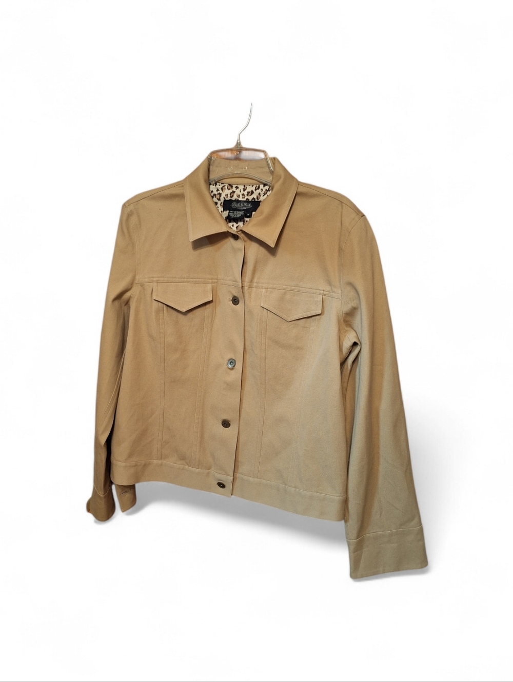 Peck & Peck Women's Cropped Western Inspired Jacket Ladies 14 TAN & Leopard